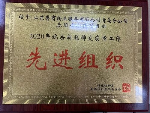 泰晤士小鎮(zhèn)項(xiàng)目榮獲2020年抗擊新冠肺炎疫情工作先進(jìn)組織